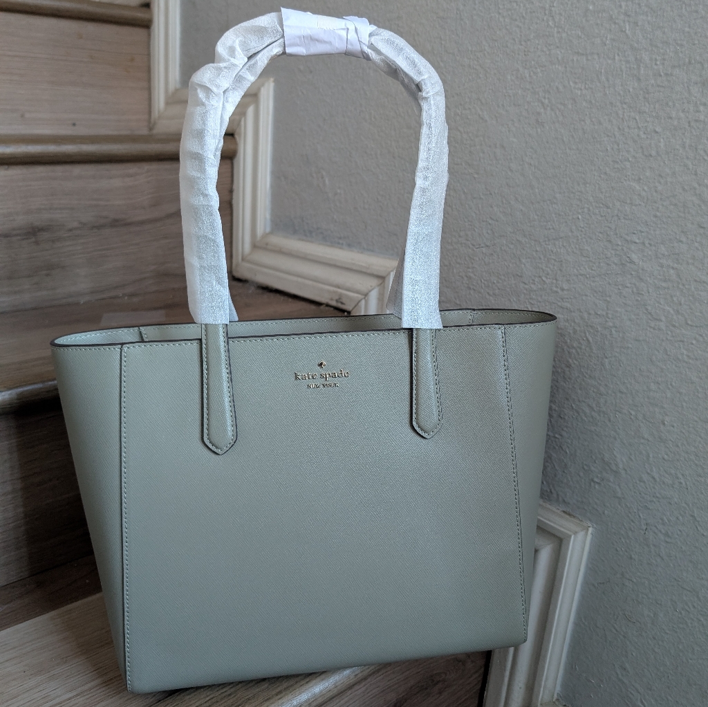 Nwt Kate Spade Kg473 Staci Medium Tote Saffiano Leather Oyster Shell